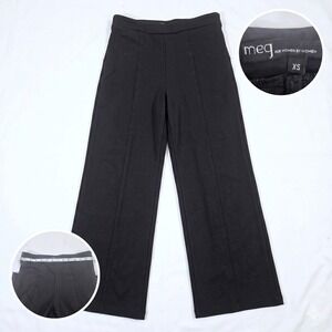 Meg Trousers‎ XS Black Wide Leg Crease High Rise Knit Dress Pants Indie Designer